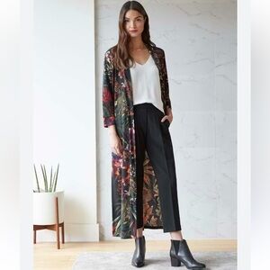 Rebecca King Floral Duster Cardigan Kimono Made in Canada Boho Maxi Layering
